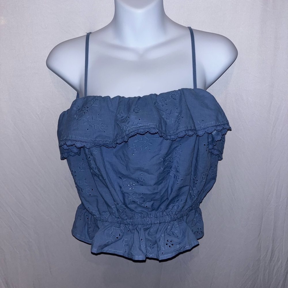 blue cropped tank top